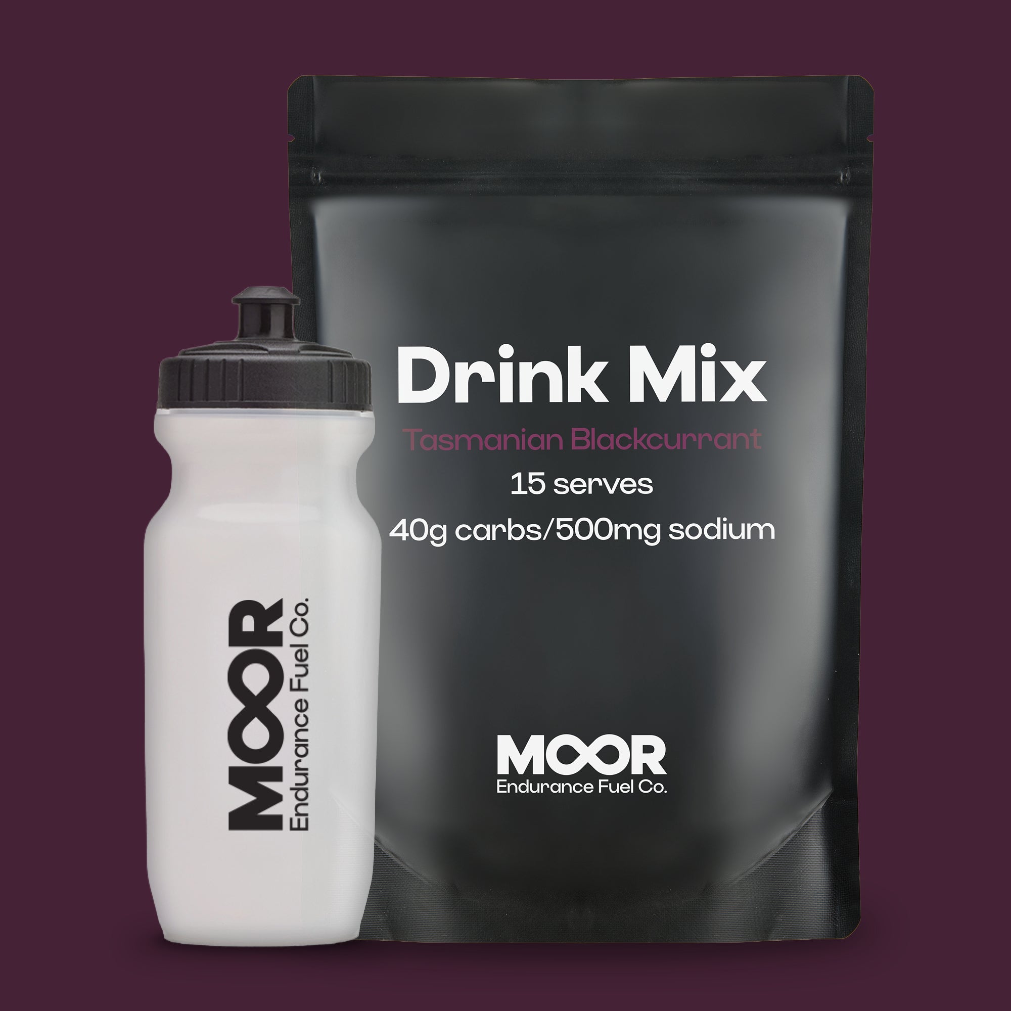 Moor Drink Mix - Bulk 15 Serves & Drink Bottle Bundle - Blackcurrant